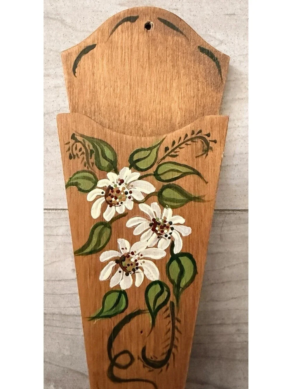 Vintage Wood Scissors Holder Flowers,Hand Painted Wall Hanger Farmhouse Cottage